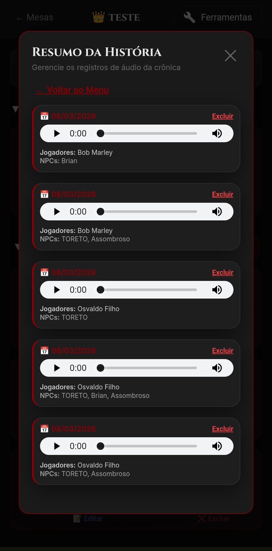 Resumo da Sessão em Áudio